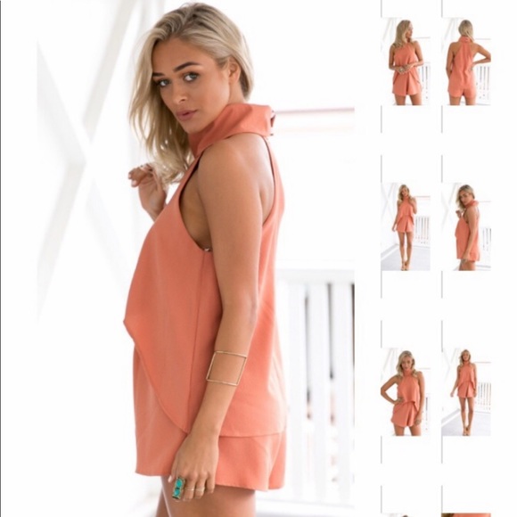 Coral romper . Worn once, - Picture 6 of 8
